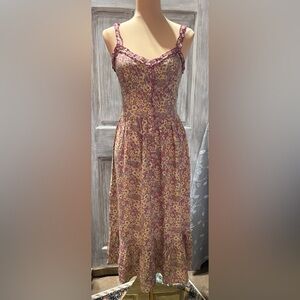 NWT Patrons of Peace Mauve Ditsy Floral Smocked Back Dress (Size: S)